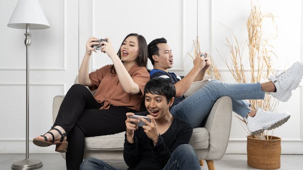 person playing video games with friends