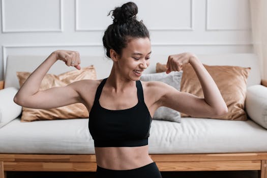 person exercising in a home gym