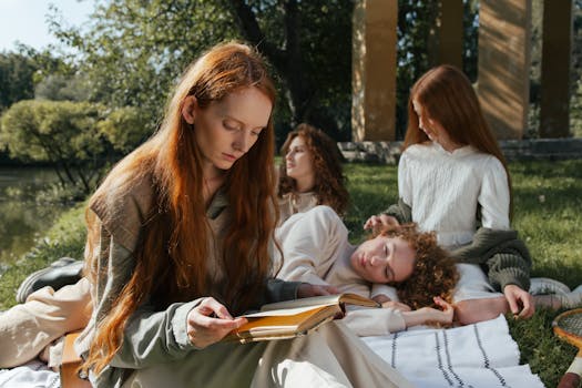 group of friends enjoying a book club