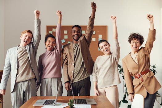 Professional looking team meeting online