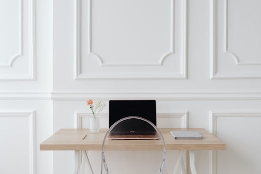 A serene workspace promoting digital minimalism