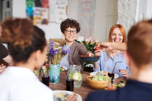 group of friends enjoying a tech-free dinner