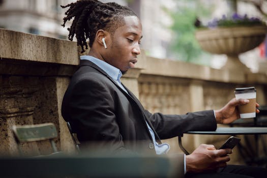 young professional enjoying a break outdoors