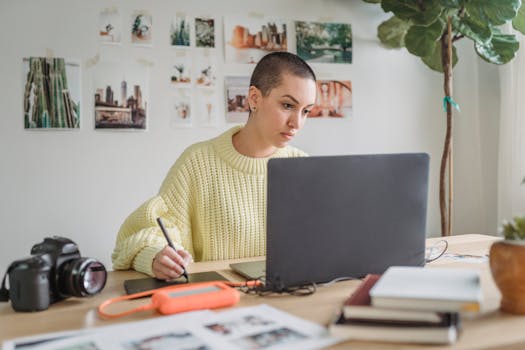 Image of a young professional looking stressed while using social media