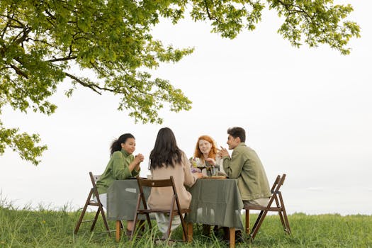 group of friends enjoying a meal together