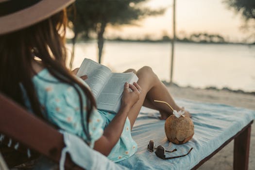 person relaxing with a book