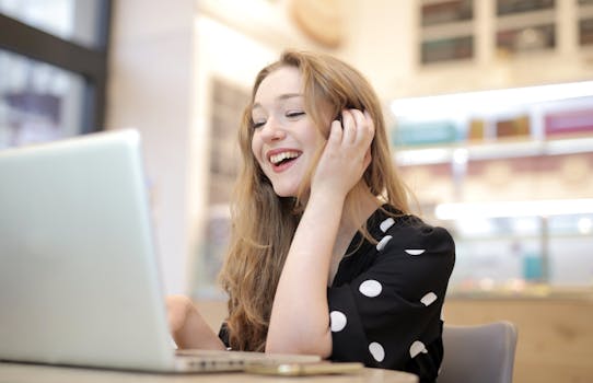 person using a computer with focus