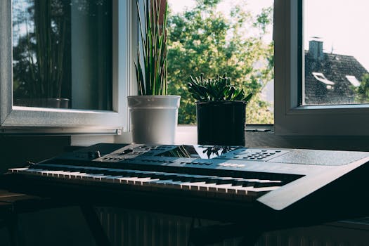 a serene workspace with minimal tech